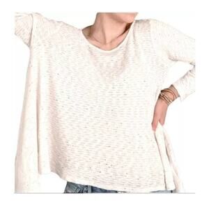 Anthropologie Puella Sweater Top Speckled Long Sleeves Scoop Neckline Cream W XS
